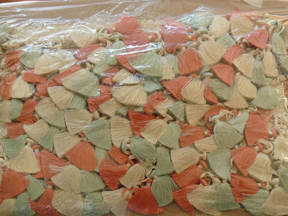 By Yard Scalamandre Jules Verne 100% Silk Tassel Sand Coral Teal FT44-045 MSRP USD 188/y