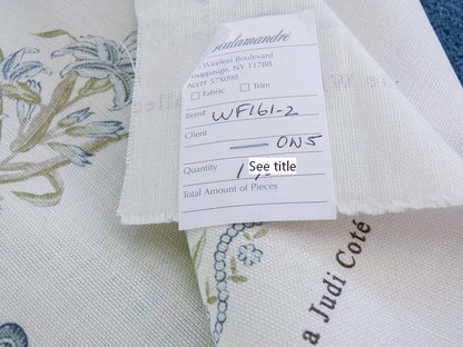 3.1 yard Scalamandre Flower Hill Linen Union Cloth Print Blue