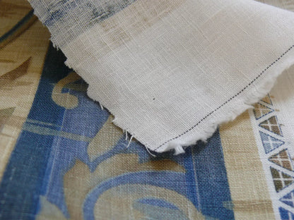 by yard Stroheim &amp; Romann Vincenza Blue &amp; Gold Linen Renaissance Fresco Damask Stripe Roman Empire Print #561
