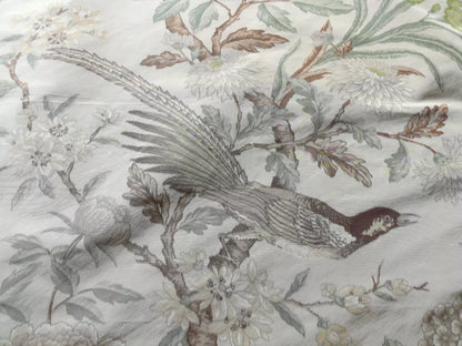 1.1y Scalamandre Oiseau des Exotique 100% Silk Warp Print Bird Beige Cream