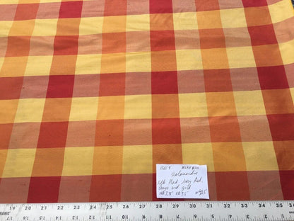 BY Yard Scalamandre 100% Silk Plaid Check Orange Red Gold Saffron MSRP USD 200+/y #1565