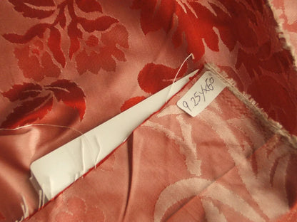 By Yd Scalamandre Baranzelli Superb 100% Silk Damask Crimson Red &amp; Silver Flower Art Deco Italy SKU90