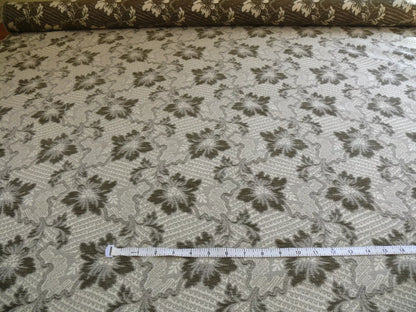 3.6yards Claremont Dark Grey Smoke Brocade Chenille Vine Chardin Chenille Flowers