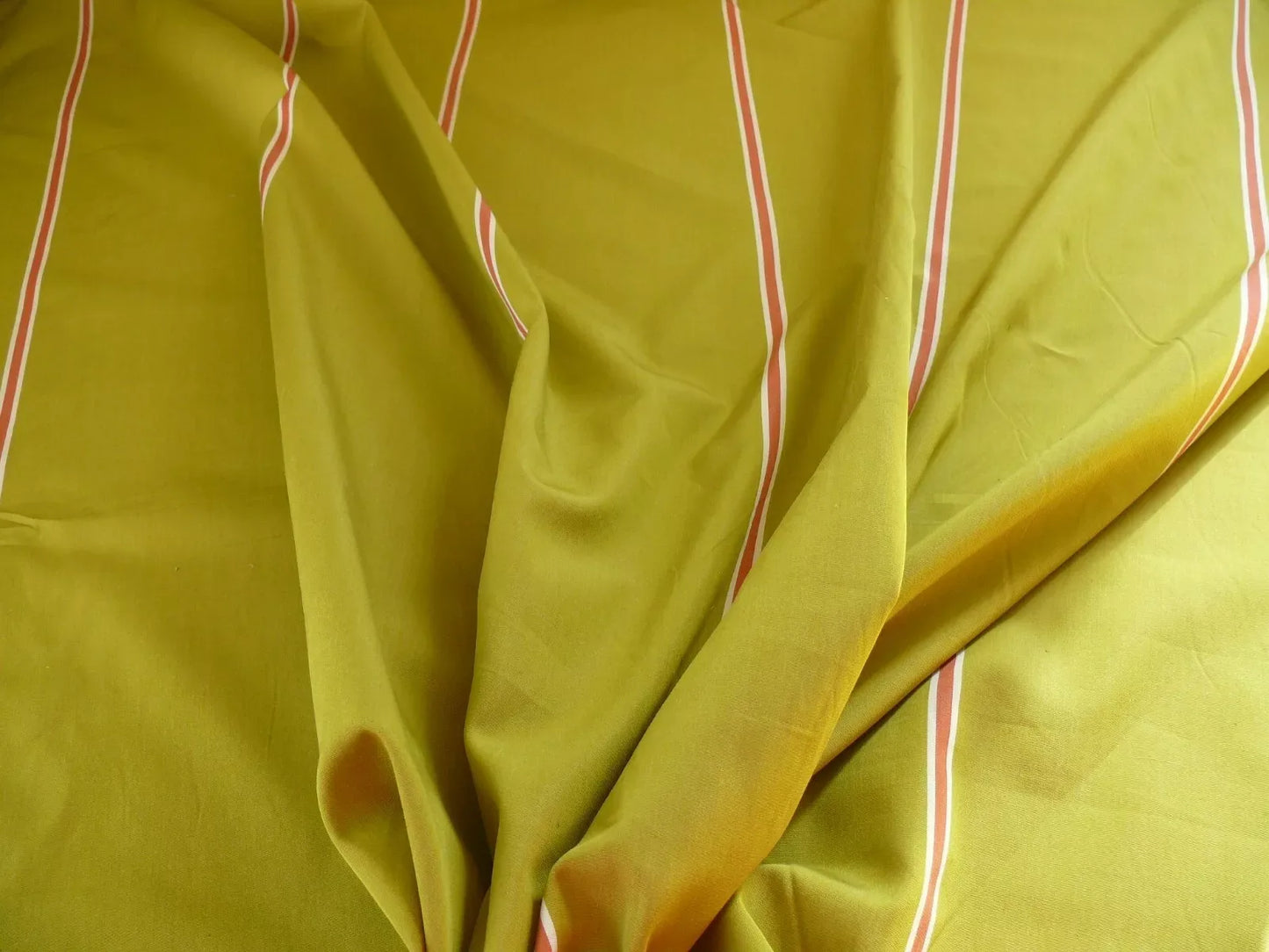 By yard Clarence House Palio Avocado Green and Red Cotton Stripe From Italy #557