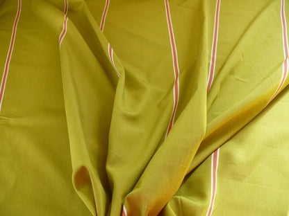 By yard Clarence House Palio Avocado Green and Red Cotton Stripe From Italy #557