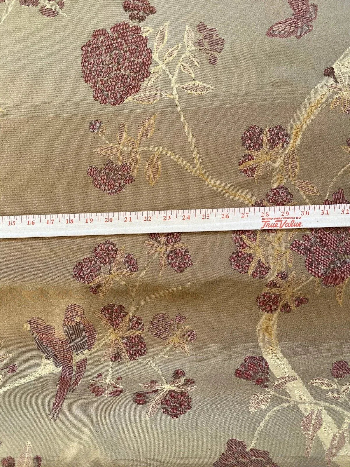 10.75yards Lee Jofa Japanese Garden Plum Red Gold Bird Peony Chinoiserie