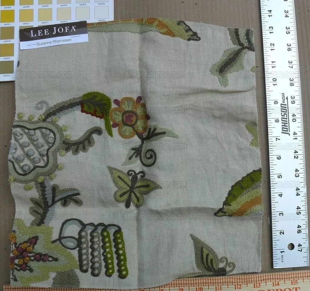 Special Order Lee Jofa Cambria Crewel Plum Moss Green Chinoiserie MSRP USD396/y