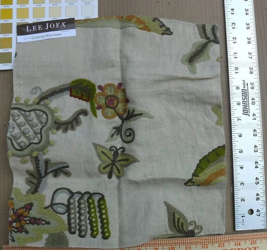 Special Order Lee Jofa Cambria Crewel Plum Moss Green Chinoiserie MSRP USD396/y