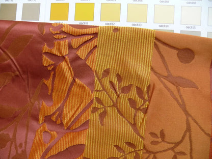 Charming 100%silk Damask Collage Tree Red Gold 528persimmon Bty