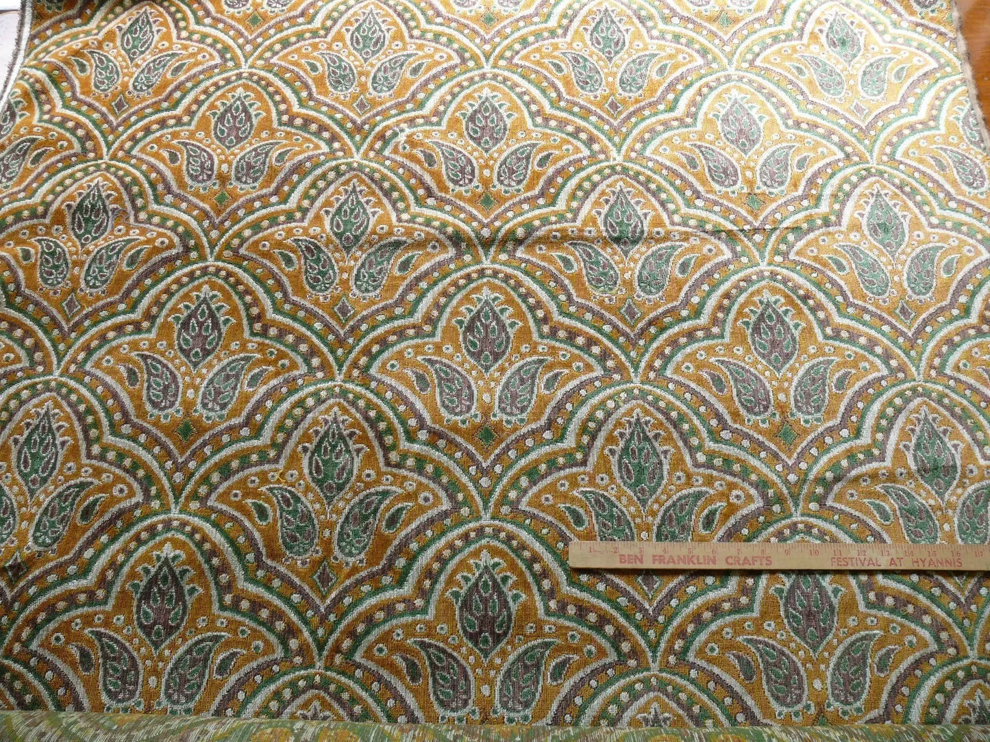 By yard Scalamandre Capard Linen Velvet Epingle From Belgium Green Gold Lavender