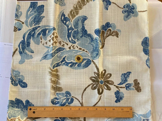 By YD Lee Jofa Seven Oaks Print Blue Umber Linen Blend MSRP USD196/Y Special Order