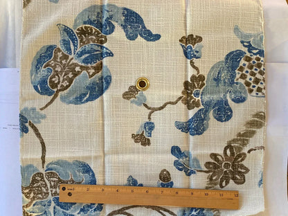 By YD Lee Jofa Seven Oaks Print Blue Umber Linen Blend MSRP USD196/Y Special Order