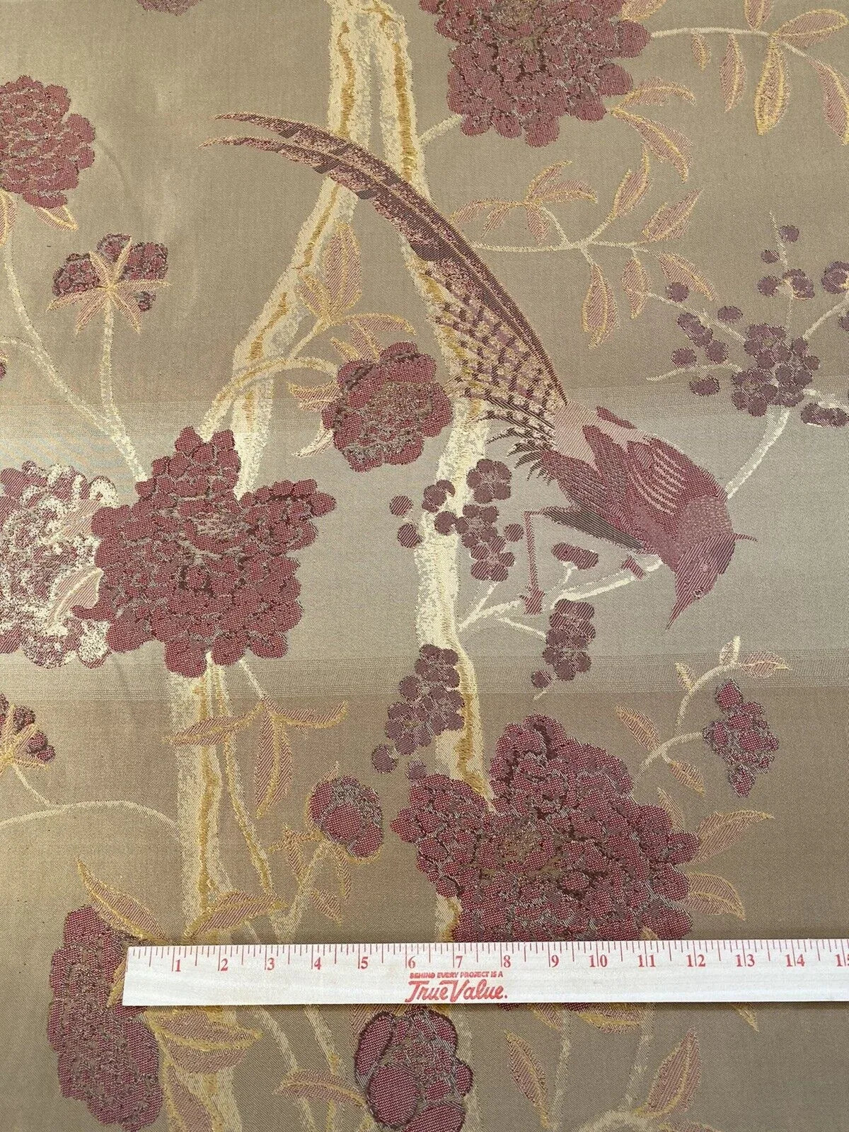 10.75yards Lee Jofa Japanese Garden Plum Red Gold Bird Peony Chinoiserie