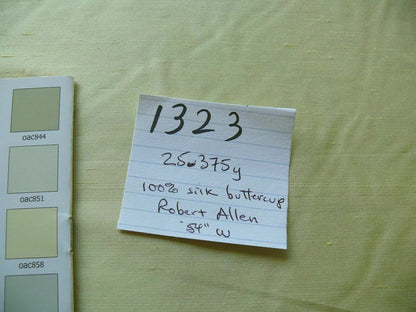 1.25Y Robert Allen 100% Silk Dupioni Buttercup Yellow MSRP USD 107/Y