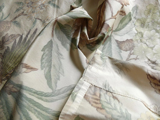 1.1y Scalamandre Oiseau des Exotique 100% Silk Warp Print Bird Beige Cream
