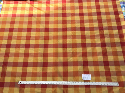 BY Yard Scalamandre 100% Silk Plaid Check Orange Red Gold Saffron MSRP USD 200+/y #1565