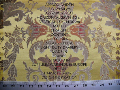 2.5y Scalamandre Verdi Lampas Or Gold Silk Stunning MSRP USD 3012 Special Order