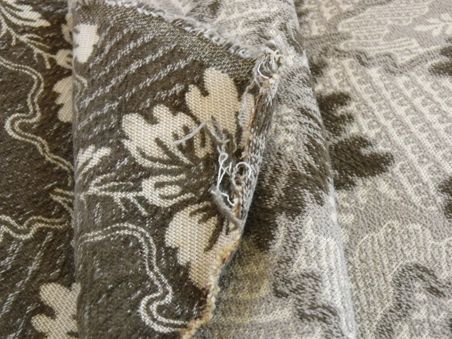 3.6yards Claremont Dark Grey Smoke Brocade Chenille Vine Chardin Chenille Flowers