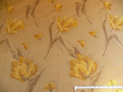 by yard Brunschwig &amp; Fils Clavelina Tulips Golden Yellow on Antique Gold #556