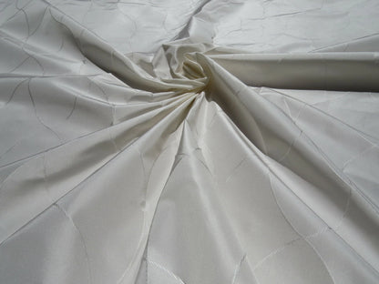 Clarence House St Laurent Silk Taffeta Jacquard Ogee Fabric - White - By The Yard