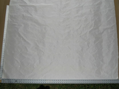 Clarence House St Laurent Silk Taffeta Jacquard Ogee Fabric - White - By The Yard