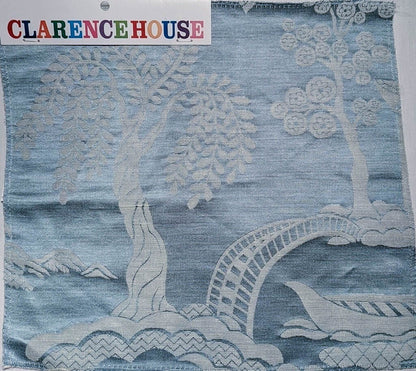 Special Order Clarence House Sukhothai Linen Silk Azure Blue Asian Damask MSRP USD 356/y