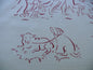 Motif Designs Modern Whimscal Toile Shepherd Dog Raspberry Off White #1401