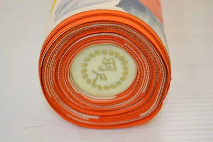 New Bolt 100%silk Kimono:orange Colourful Camellia@v56+ 9.5mx36cm (374" X14.1")