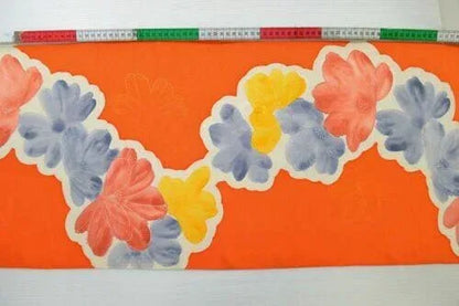 New Bolt 100%silk Kimono:orange Colourful Camellia@v56+ 9.5mx36cm (374" X14.1")