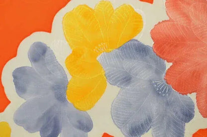 New Bolt 100%silk Kimono:orange Colourful Camellia@v56+ 9.5mx36cm (374" X14.1")