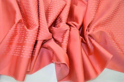 Nishijin Kyoto New Silk Bolt:unique Stripe Coral Pink@a21 11.4mx37cm (448x14.5"