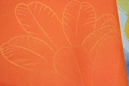 New Bolt 100%silk Kimono:orange Colourful Camellia@v56+ 9.5mx36cm (374" X14.1")