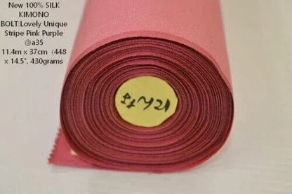 Nishijin New Silk Kimono Bolt:unique Stripe Pink Red @a35 11.4mx37cm (448x14.5"