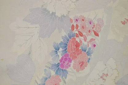 12m X 36cm (13ydx 14.1") Silk Tsukesage Kimono Bolt:tree Peony/chrysanthemum@z53