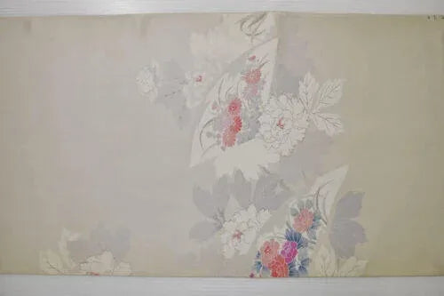 12m X 36cm (13ydx 14.1") Silk Tsukesage Kimono Bolt:tree Peony/chrysanthemum@z53