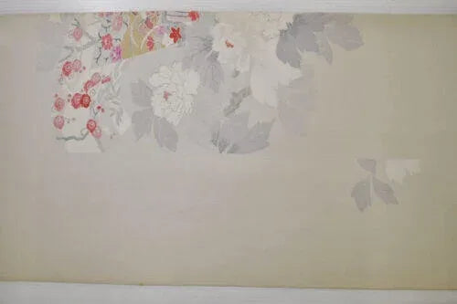 12m X 36cm (13ydx 14.1") Silk Tsukesage Kimono Bolt:tree Peony/chrysanthemum@z53