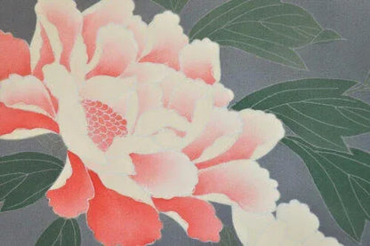 New Silk Tsukesage Bolt Handpainted Red Tree Peony @x25 Z69 12mx36cm (472x14.1" 13y