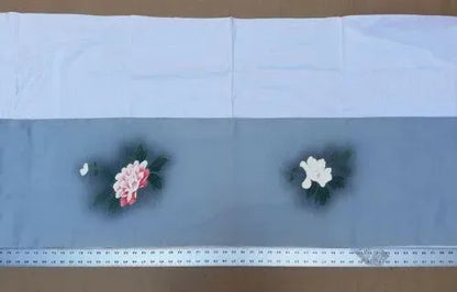 New Silk Tsukesage Bolt Handpainted Red Tree Peony @x25 Z69 12mx36cm (472x14.1" 13y