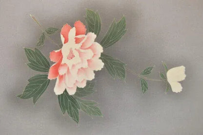 New Silk Tsukesage Bolt Handpainted Red Tree Peony @x25 Z69 12mx36cm (472x14.1" 13y