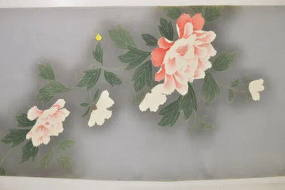 New Silk Tsukesage Bolt Handpainted Red Tree Peony @x25 Z69 12mx36cm (472x14.1" 13y