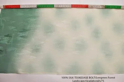 "Snow Falls On Cedars" 100%silk Tsukesage Bolt: Forest Trees Gradation@y75 12yards