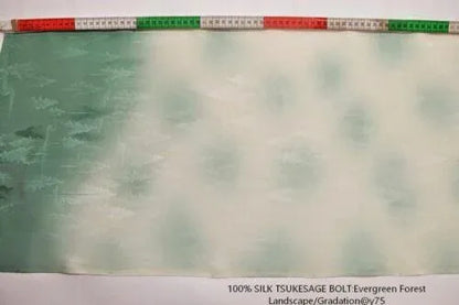 "Snow Falls On Cedars" 100%silk Tsukesage Bolt: Forest Trees Gradation@y75 12yards