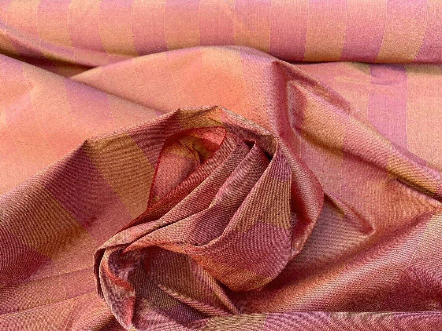 Lee Jofa Silk Cotton Stripe in Saffron Red &amp; Crimson Orange, France