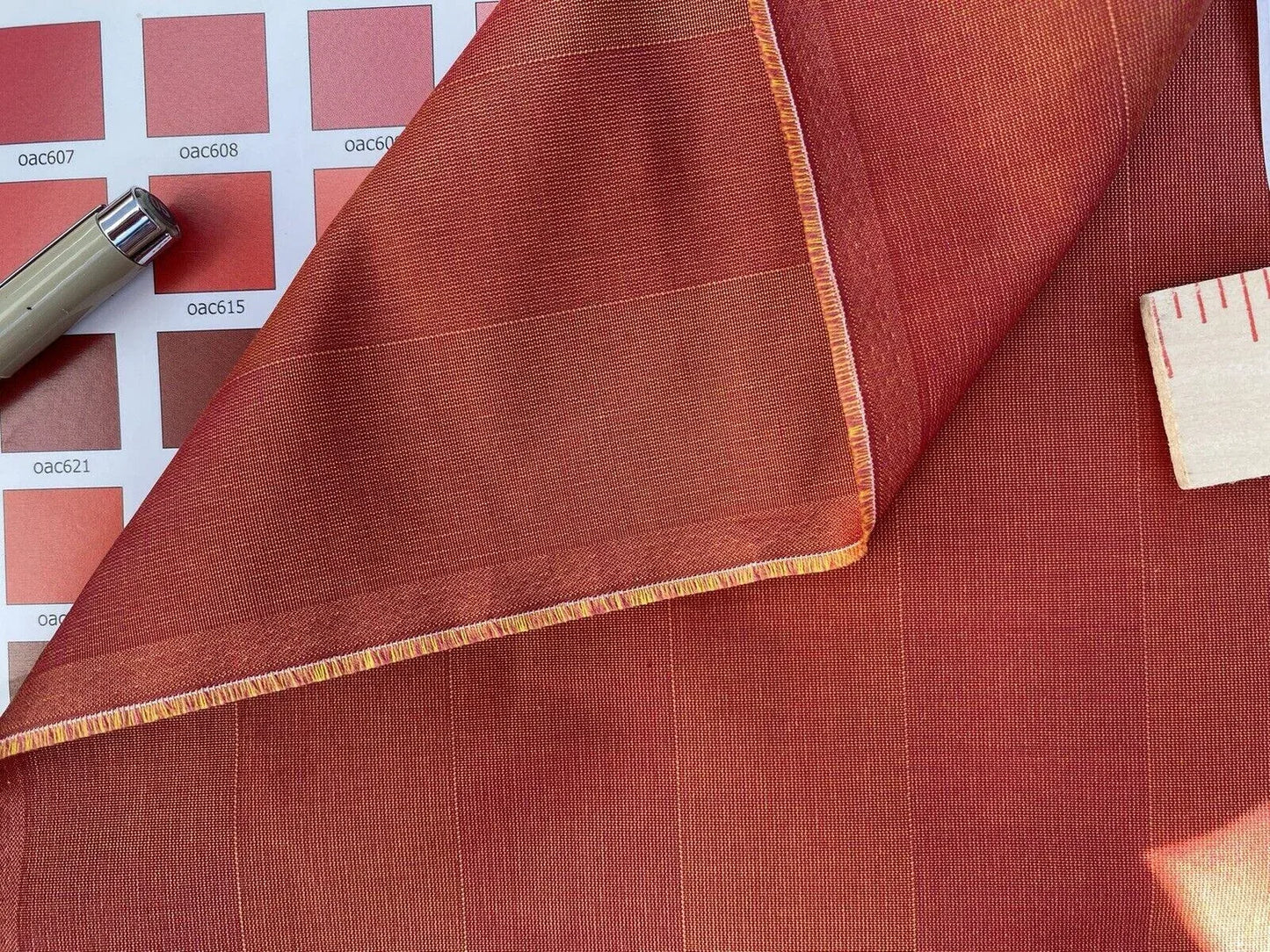 Lee Jofa Silk Cotton Stripe in Saffron Red &amp; Crimson Orange, France