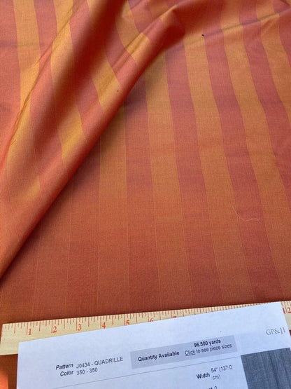 Lee Jofa Silk Cotton Stripe in Saffron Red &amp; Crimson Orange, France
