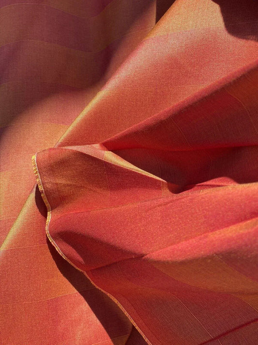 Lee Jofa Silk Cotton Stripe in Saffron Red &amp; Crimson Orange, France