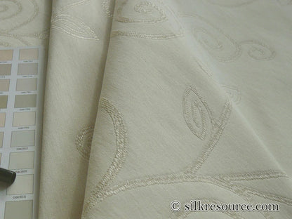 Scalamandre Soren Ivory White Modern Crewel Foliage Vine Linen MSRP USD 185+/Y