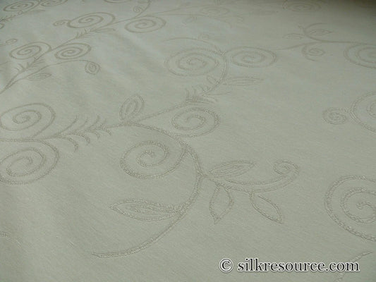 Scalamandre Soren Ivory White Modern Crewel Foliage Vine Linen MSRP USD 185+/Y