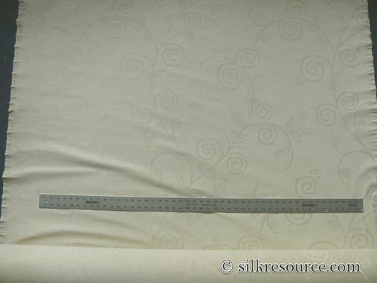 Scalamandre Soren Ivory White Modern Crewel Foliage Vine Linen MSRP USD 185+/Y