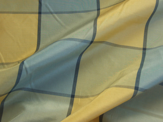 by Yard Kravet Airy Silk Taffeta Daffodil Window Pane Plaid Blue Yellow MSRP USD180/y Sku305